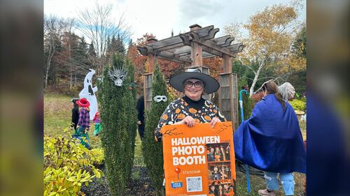 Event organizer Amanda Bonang is pictured at the Gaetz Brook Greenway during the Halloween Trick-or-Treat Trail Walk in East Chezzetcook, N.S., on October 25, 2025. (Emma Convey / CTV Atlantic)