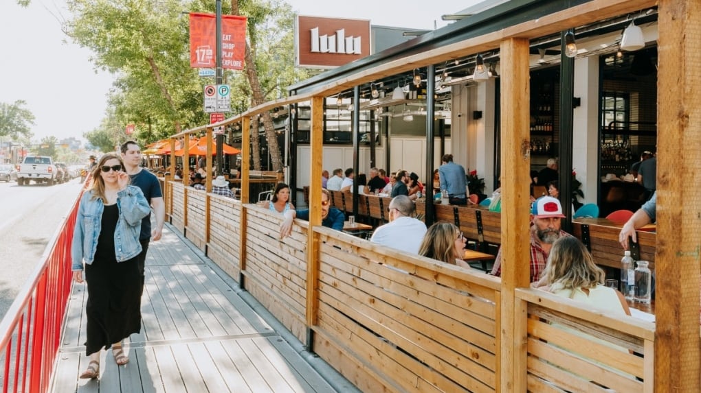A popup patio is shown outside of Lulu Bar in the 500 block of 17 Avenue S.W. (City of Calgary handout)