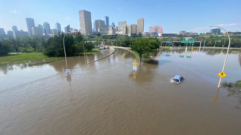 Massive floods hit Edmonton river valley after severe thunderstorm