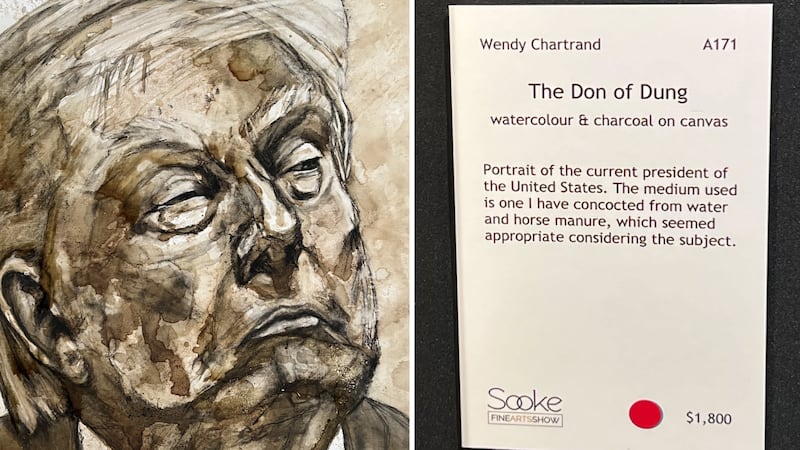 ‘Seemed appropriate’: Vancouver Island artist uses horse manure to paint Trump portrait