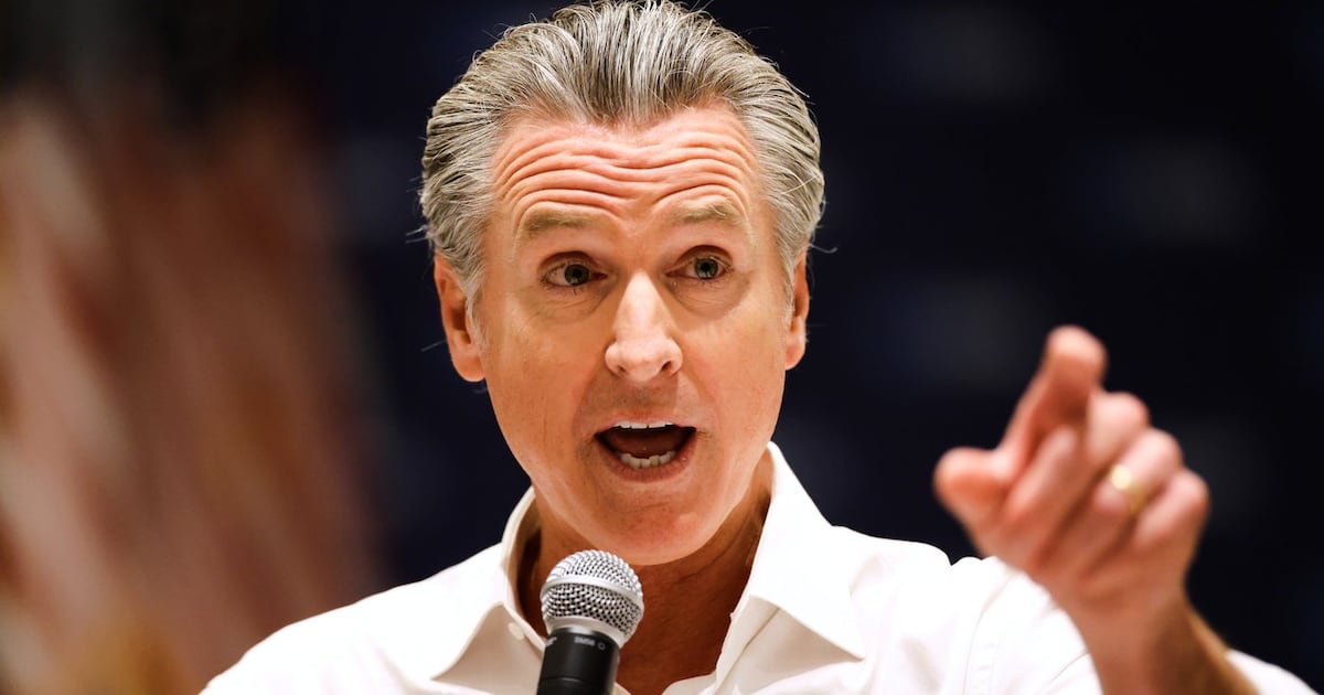 California Gov. Gavin Newsom speaks at a rally for democratic candidates Saturday, Sept. 5, 2026, in Monroe, N.C. (AP Photo/Nell Redmond)