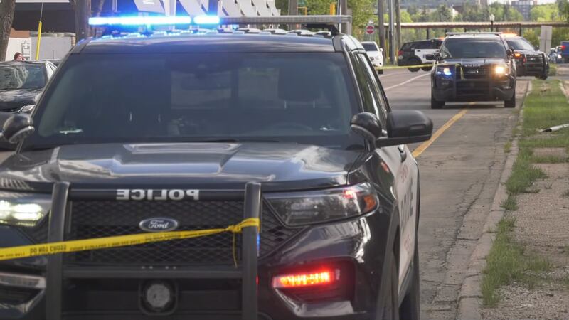 Police tape off portion of 121 Street near Jasper Avenue