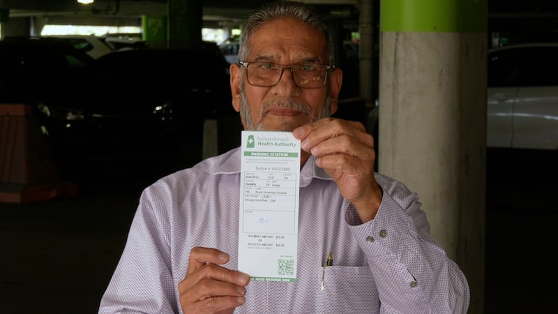 ‘There is no line’: Sask. patient gets $70 ticket for not parking in one stall