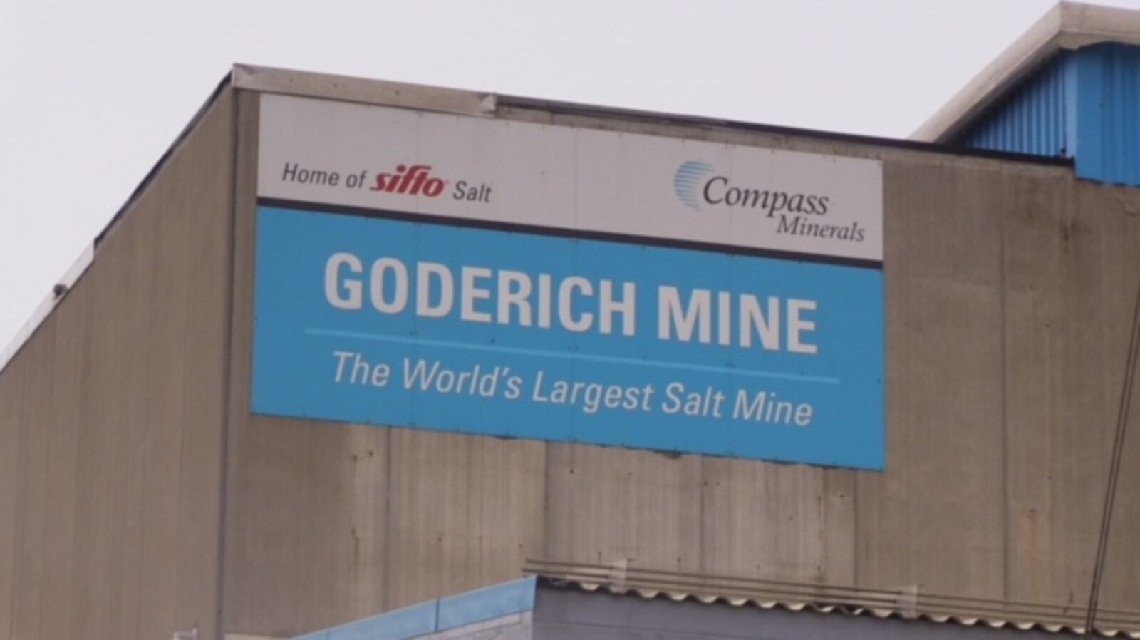 Goderich Sign Temporary layoffs announced at Goderich salt mine