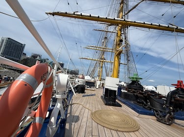The Gorch Fock is pictured in Halifax on August 2, 2026. (Callum Smith/CTV Atlantic)