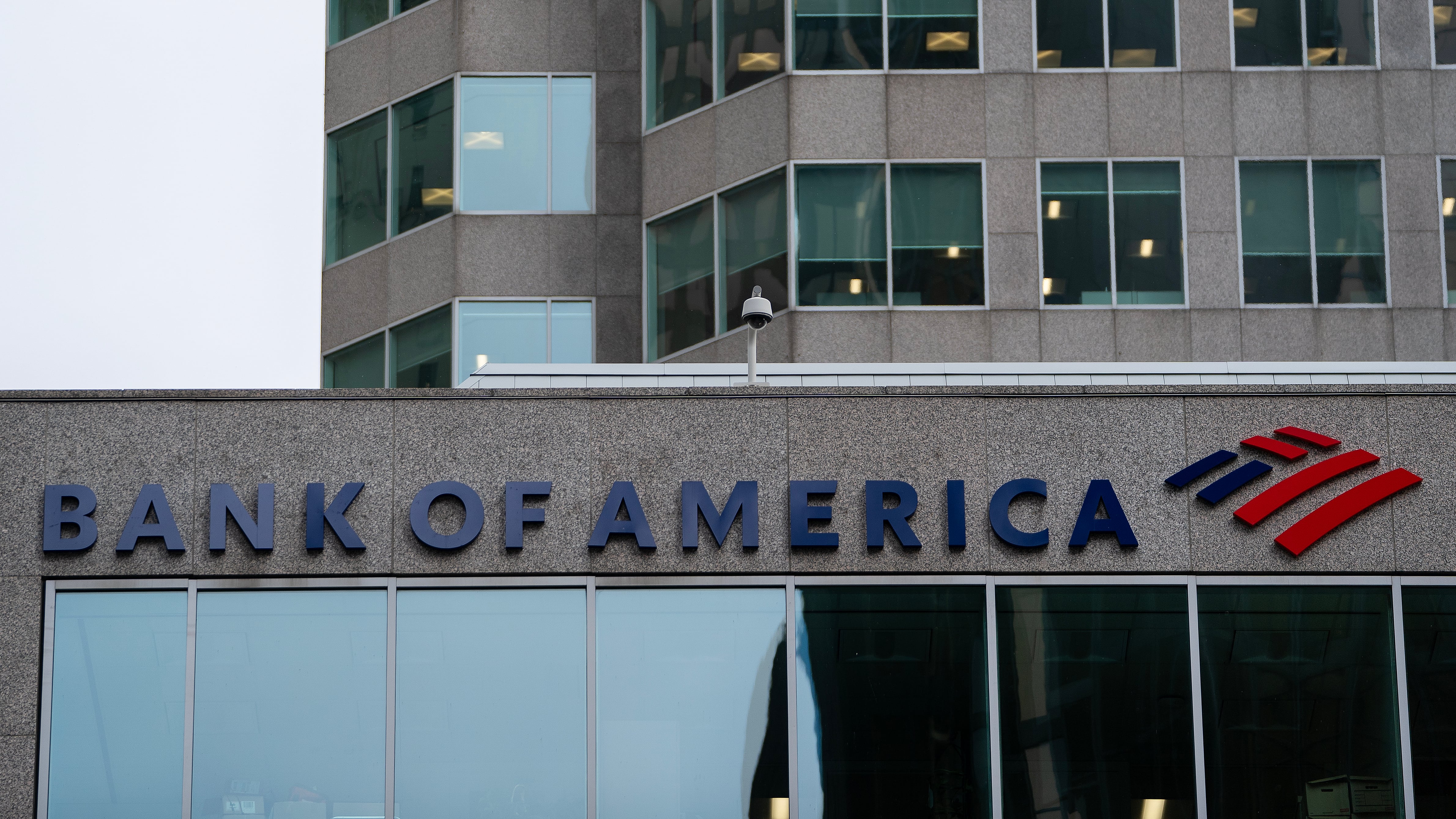 Signage on a building housing a Bank of America office in Canada is seen in the Financial District of Toronto, Wednesday, Feb. 5, 2025. THE CANADIAN PRESS/Giordano Ciampini