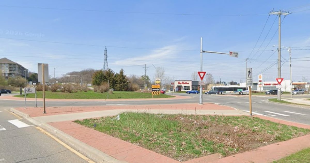 86-year-old cyclist hospitalized after crash at Kitchener roundabout