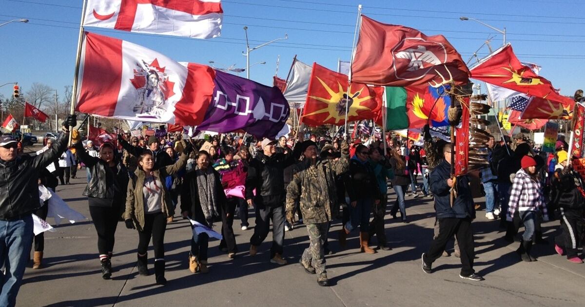 First Nations Protesting Hundreds participate in First Nations protest in Windsor