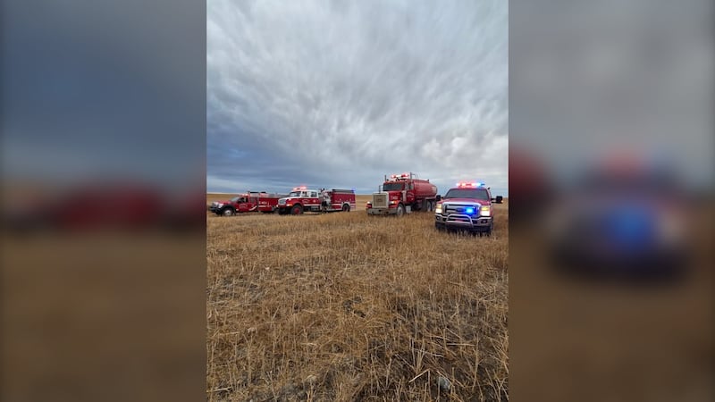 Kenaston Volunteer firefighters put out bale fire in Bladworth