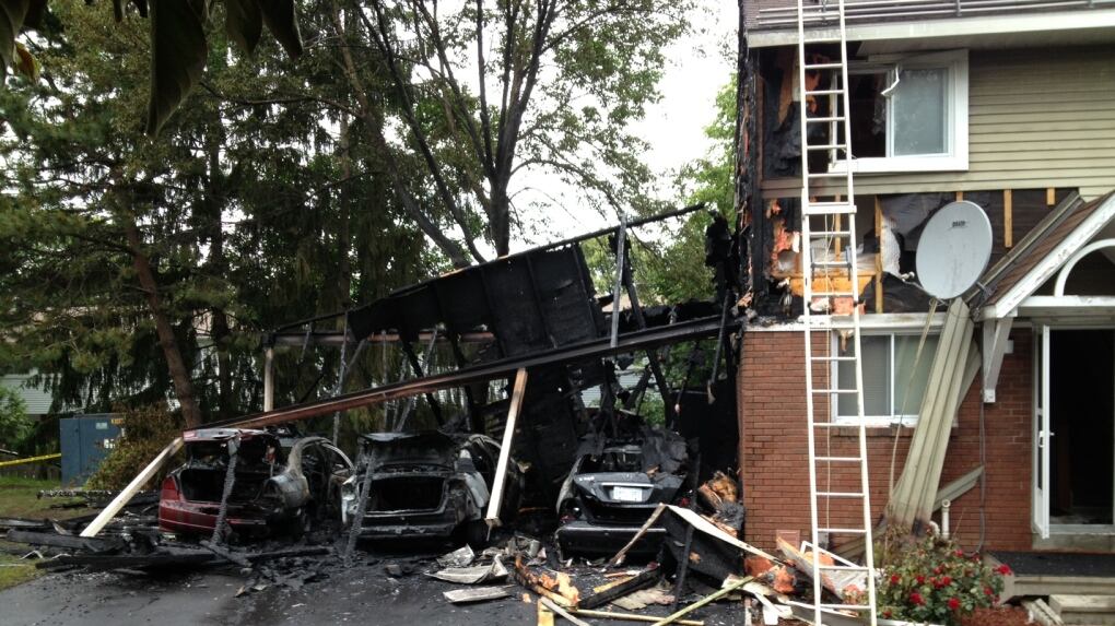 Carport blaze destroys three cars, leaves two homeless