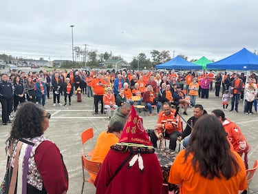 More than a hundred people attended a ceremony on Cape Breton’s Membertou First Nation Wednesday for National Day for Truth and Reconciliation. (Ryan MacDonald/CTV News)