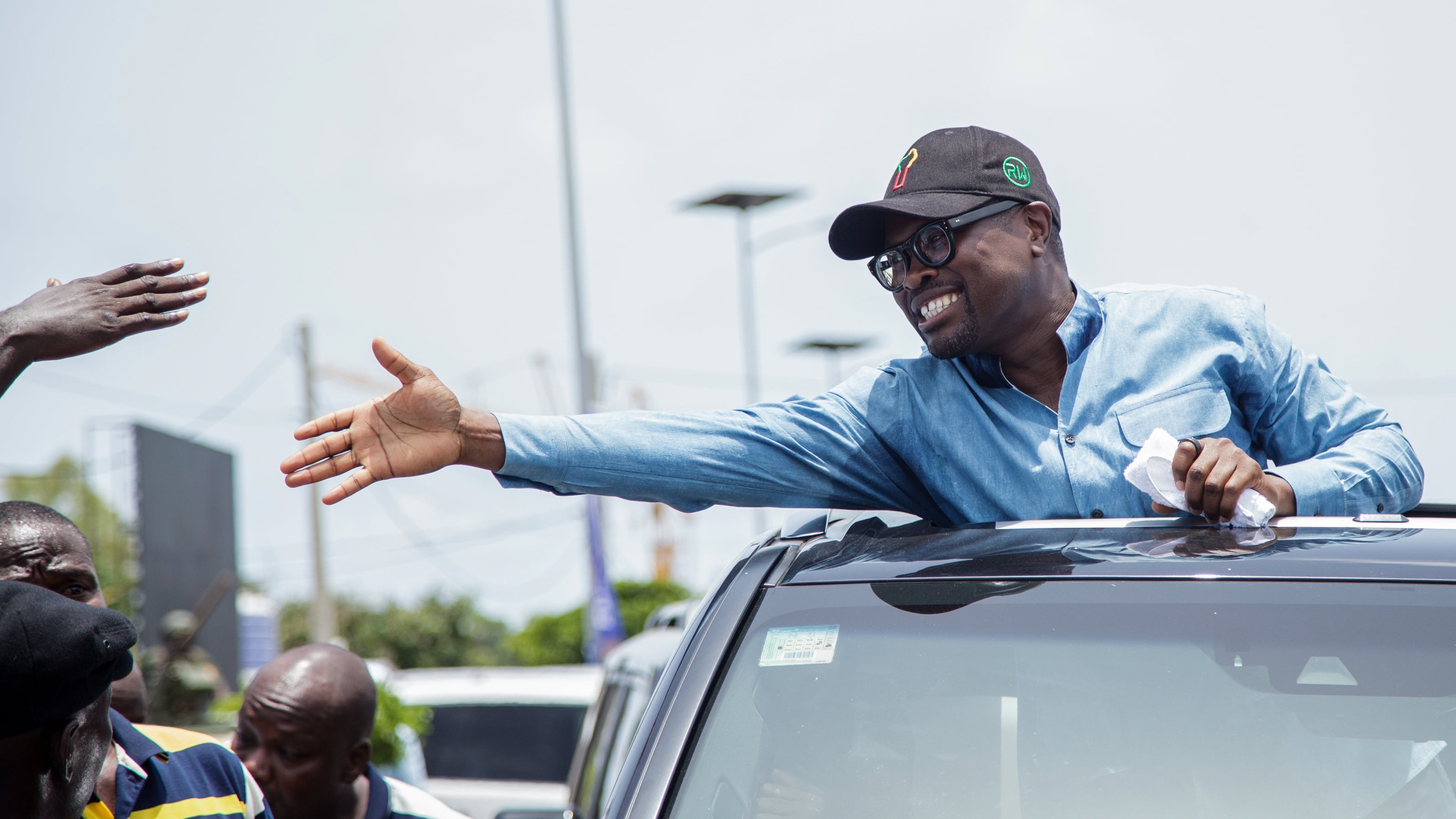 Romuald Wadagni greets supporters at a presidential campaign rally in Cotonou, Benin on April 10, 2026. (Abadjaye Justin Sodogandji / AP Photo)