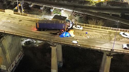 Pattullo Bridge crash Feb. 14, 2025.