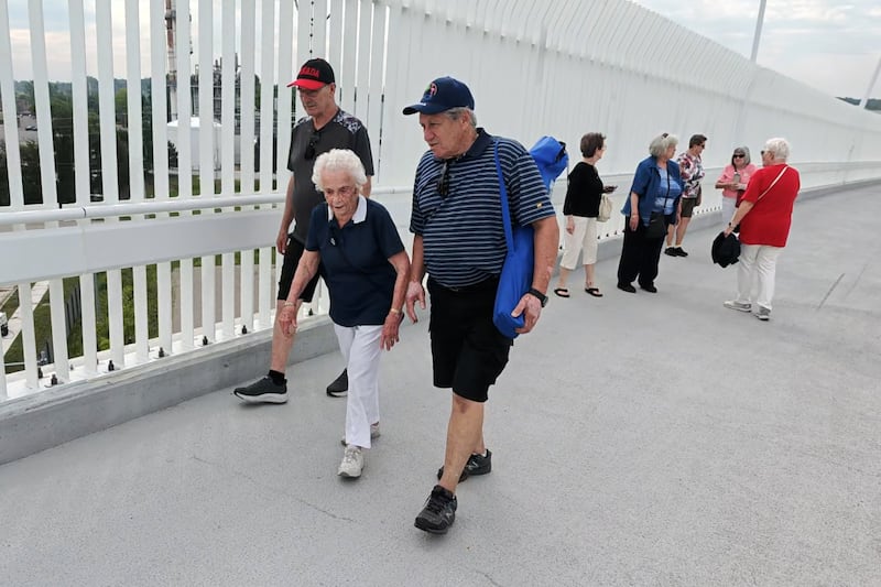 102-year-old woman walks Gordie Howe Bridge, stroking it off her bucket list