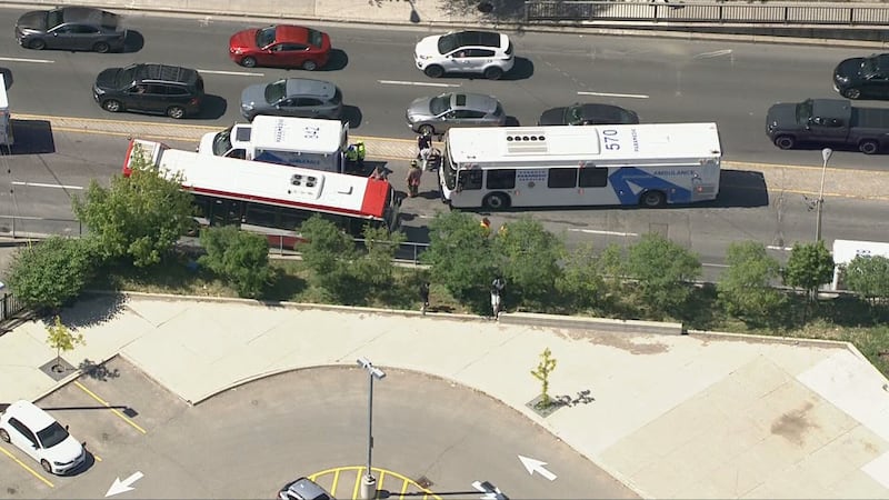 13 people taken to the hospital following collision involving 2 TTC buses in Toronto’s west end