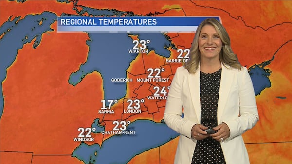 Sunshine and comfortable temperatures today, with hotter, humid conditions forecast by Thursday