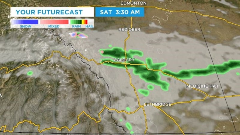 Chance of showers overnight across central and southern Alberta