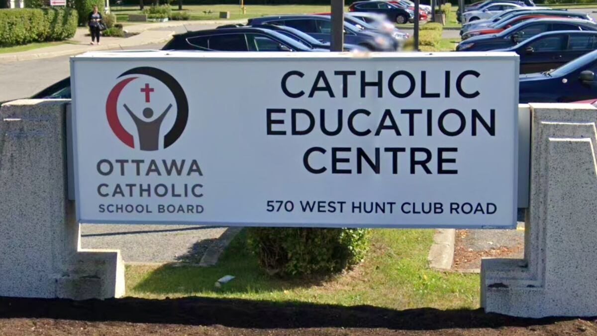 The Catholic Education Centre sign at 570 West Hunt Club Road is seen in this Google Street View picture.