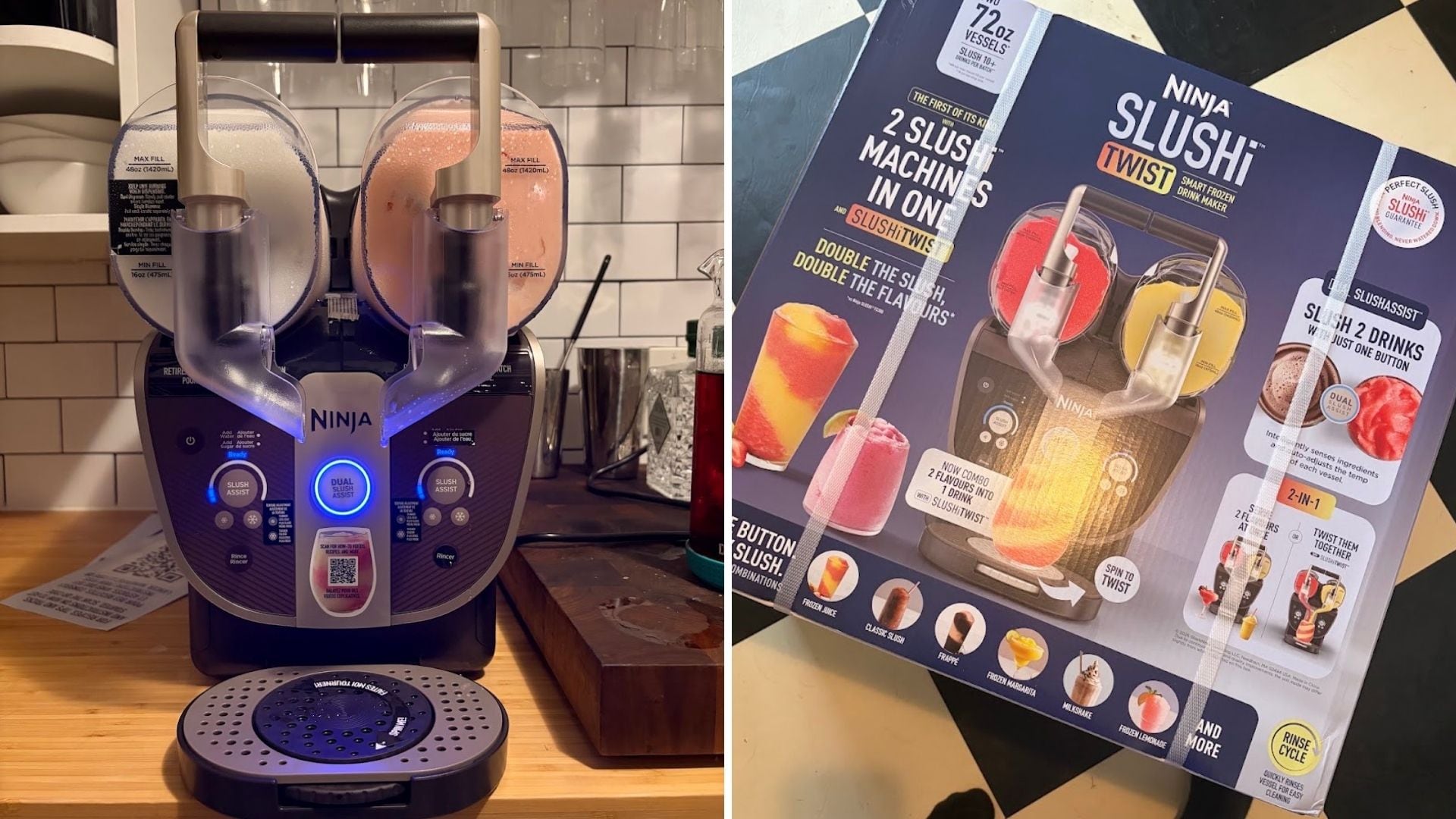 A Ninja Slushi Machine in and out of its box.