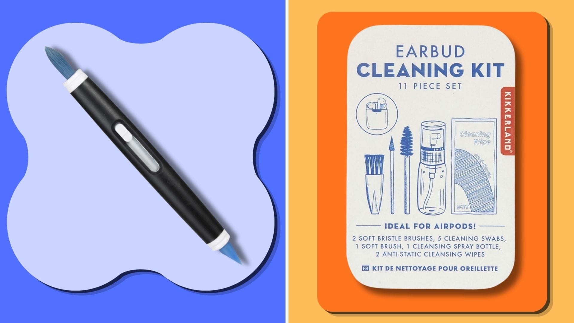 A tech brush from OXO and an Earbud Cleaning Kit from Kikkerland.