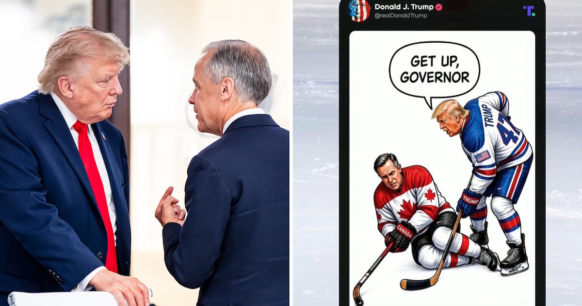 Trump shares hockey cartoon mocking Canadian PM Mark Carney