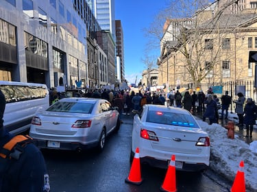 Thousands gather outside Nova Scotia Province House protesting proposed cuts to the arts, culture and tourism sectors. (CTV/Paul Dewitt)
