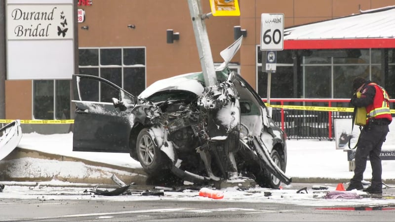 1 person hospitalized after vehicle collides with pole in south Calgary