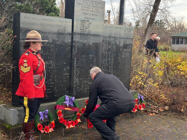 A Remembrance Day ceremony is pictured in St. Peters, P.E.I., on Nov. 11, 2025. (CTV Atlantic / Josh Smith)