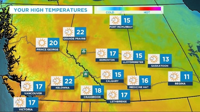 Wednesday’s high of 15 C one of the coolest days until next weekend