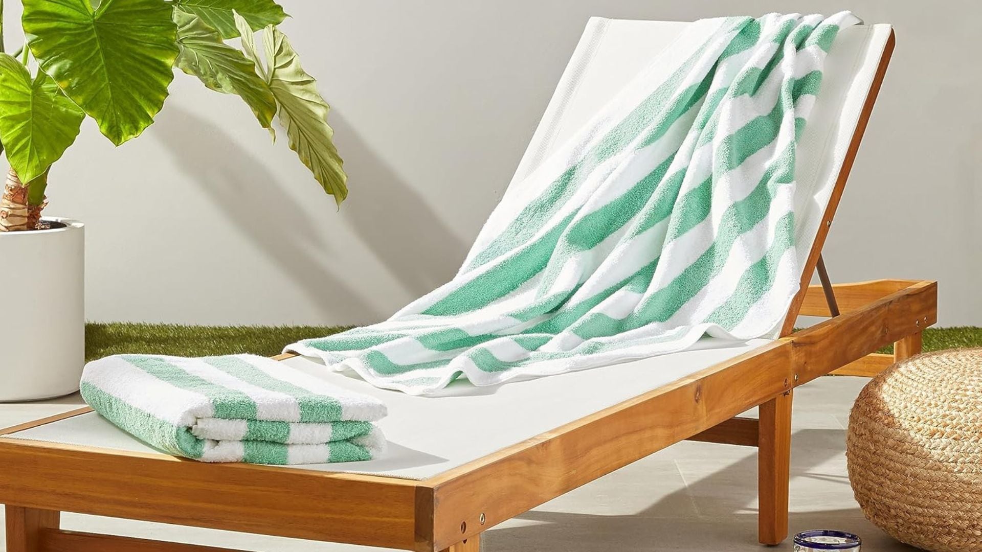 A beach towel on a lounge chair
