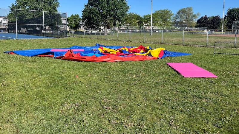 Toddler in critical condition after inflatable castle flies during severe thunderstorm