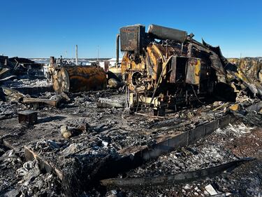 A fire tore through Aquashell Holdings Inc., a major employer in Wallace, N.S., on Dec. 8, 2025. (CTV Atlantic / Jonathan MacInnis)