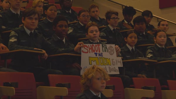 Local air cadets cheer on former member Jeremy Hansen during Artemis II launch