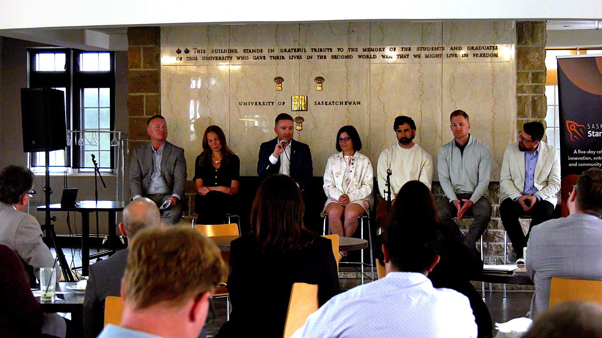 A panel discussion that took place at Louis' Loft at the University of Saskatchewan. June 16, 2026. (Keenan Sorokan/CTV News)