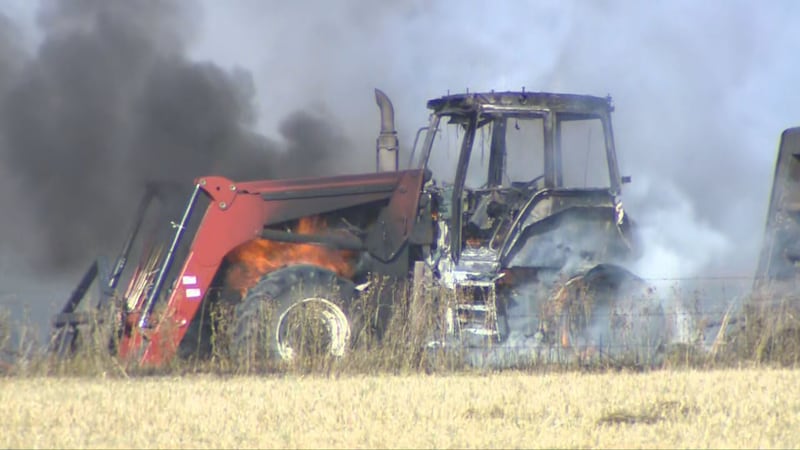 Rocky View and Calgary fire crews battle grass fire north of city