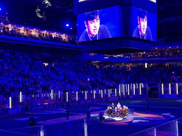 Eastern Eagle performs before each Thunderbirds game. They are an award-winning, contemporary Mi'kmaw powwow drum group from the Sipe'kne'katik First Nation in Nova Scotia. (CTV/Marnie Ells)