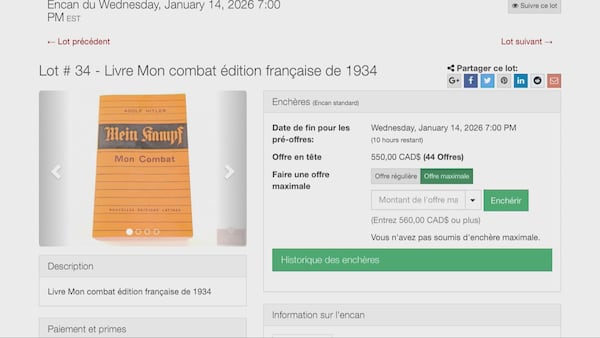 Sale of rare copy of Mein Kampf raises objection from Montreal’s Jewish community