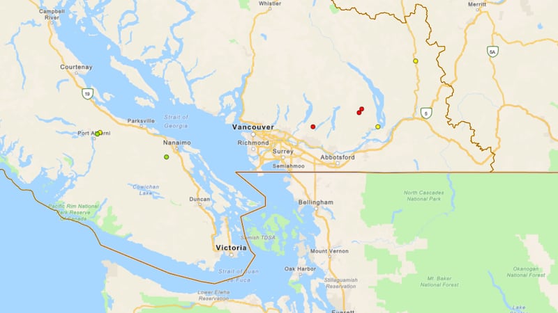 BC Wildfire Service responds to two small wildfires near Port Alberni and Rogers Creek
