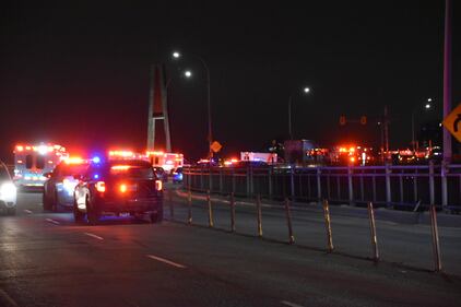 Pattullo Bridge crash Feb. 14, 2025.