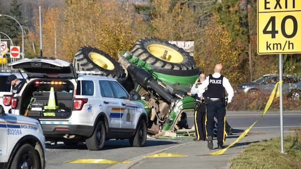 Trial for B.C. man accused of crashing tractor into police vehicle during protest delayed