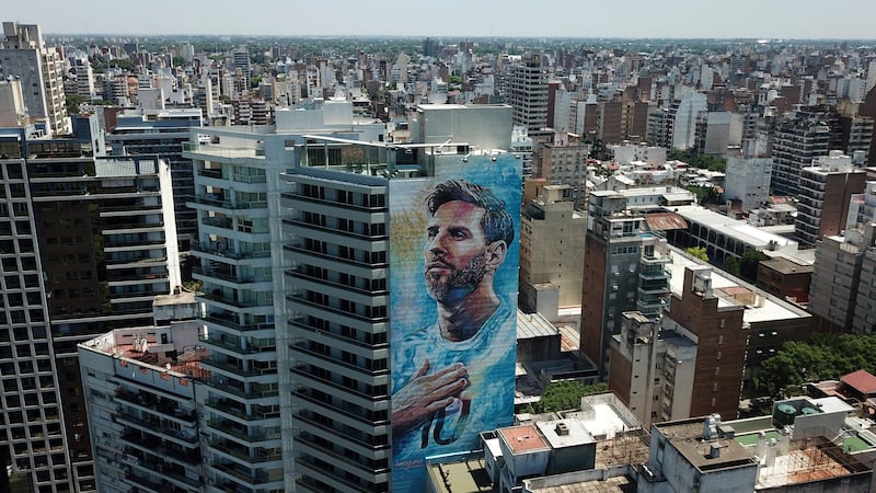 Artists restore gigantic Messi mural in his hometown