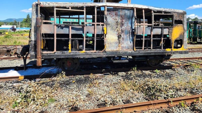 RCMP arrest three youth after fire destroys historic railcar on Vancouver Island