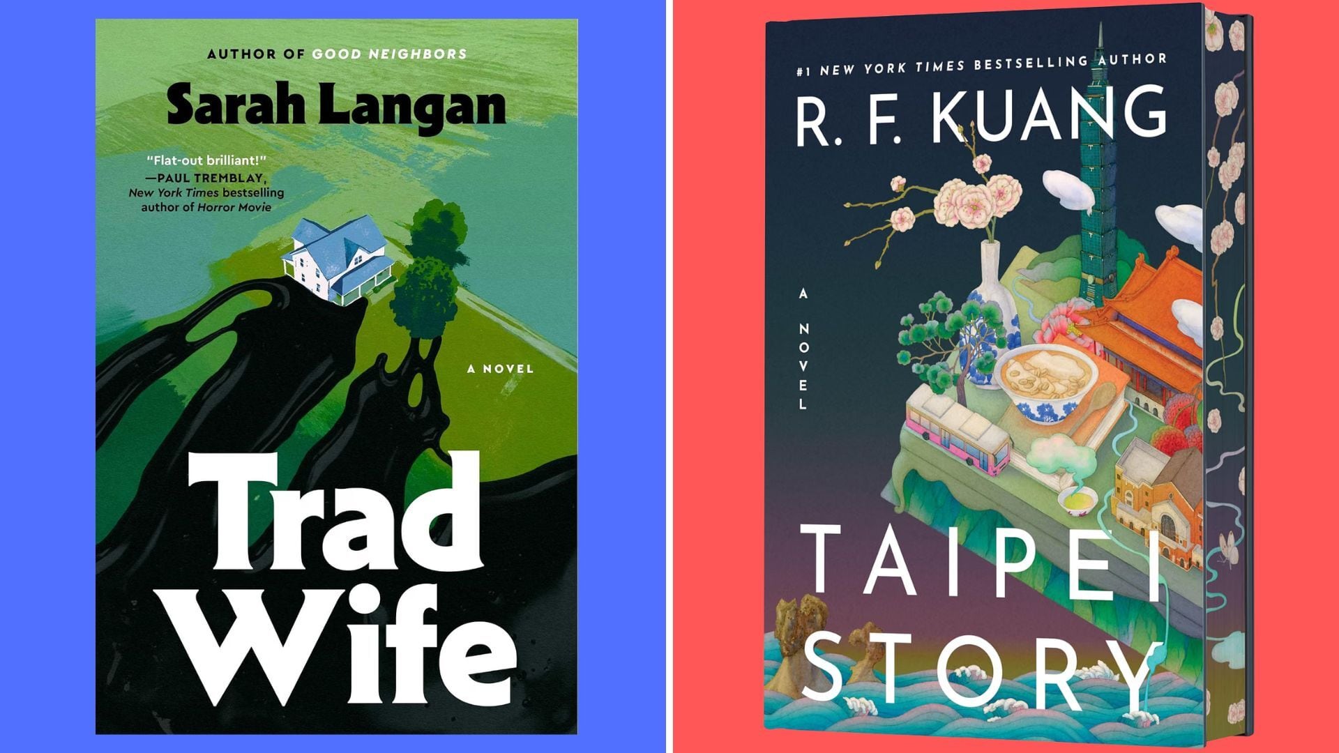two books with a bright and colourful background