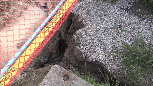 Erosion on Dundas Street during East London Link Rapid Transit Project construction