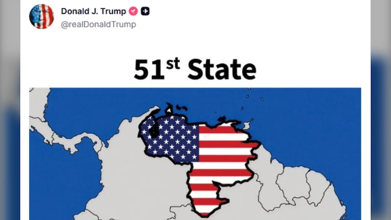 Trump posts graphic of Venezuela as 51st U.S. state