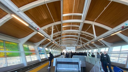 Valley Line Southeast LRT tour, with pictures of Davies Station, in Edmonton, Alta. on March 17, 2026. (Dave Mitchell/CTV News Edmonton)