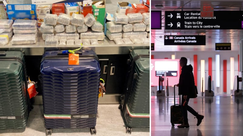 Canadian border officials seize suitcases full of cocaine and hashish at Pearson airport