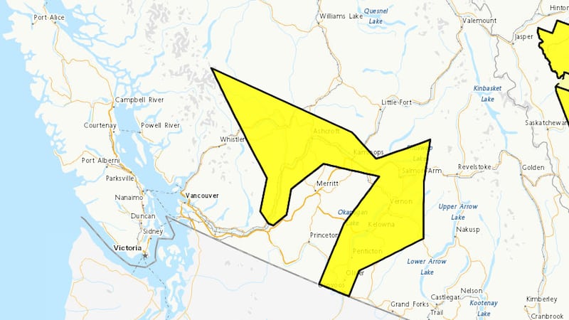 Heat warnings issued in B.C.’s Southern Interior