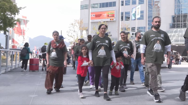 Family of toddler with rare disease walking over 100 km to B.C. legislature to raise funds