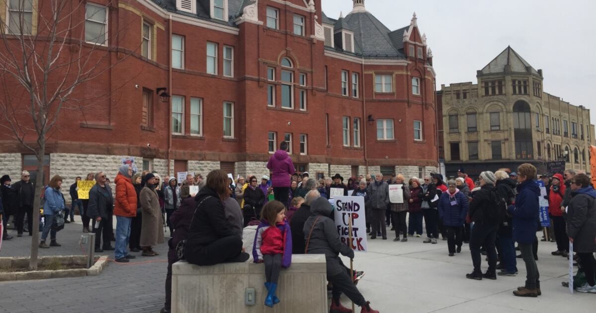 Kitchener, Stratford residents protest Ontario government cuts